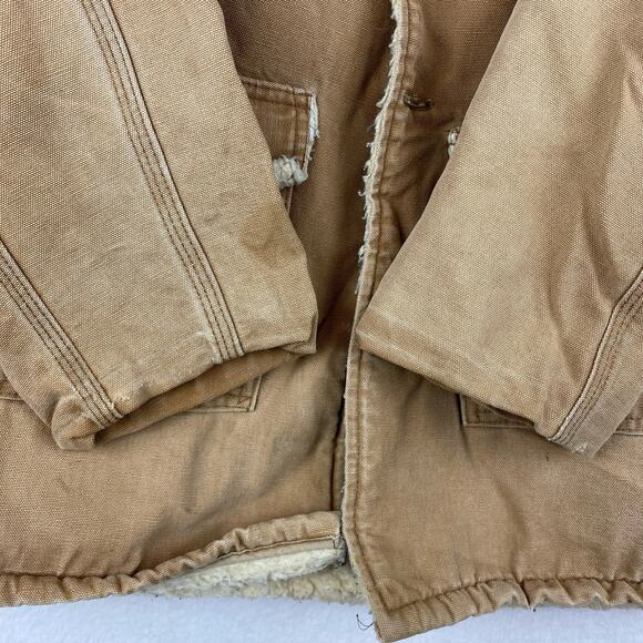 Vintage Carhartt Jacket Size 38 Brown Canvas Sherpa Lined Chore Coat Field 70s - Picture 7 of 9
